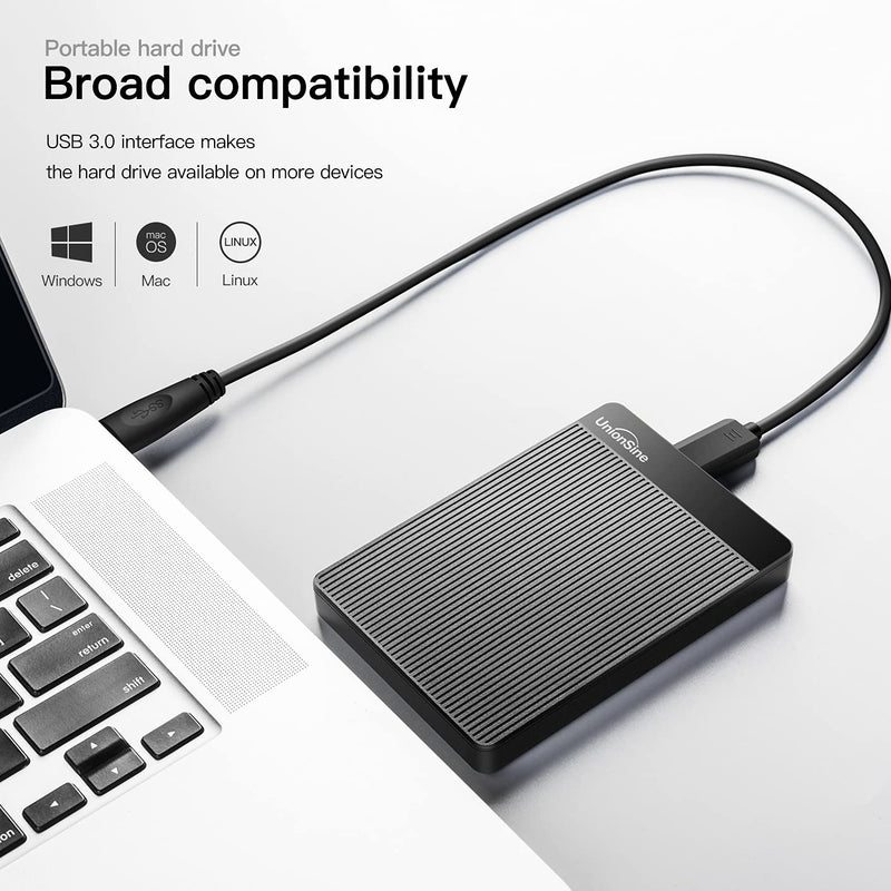 UnionSine 500GB Ultra Slim Portable External Hard Drive HDD-USB 3.0 | for PC, Mac, Laptop, PS4, Xbox one, Xbox 360-(Black) Black