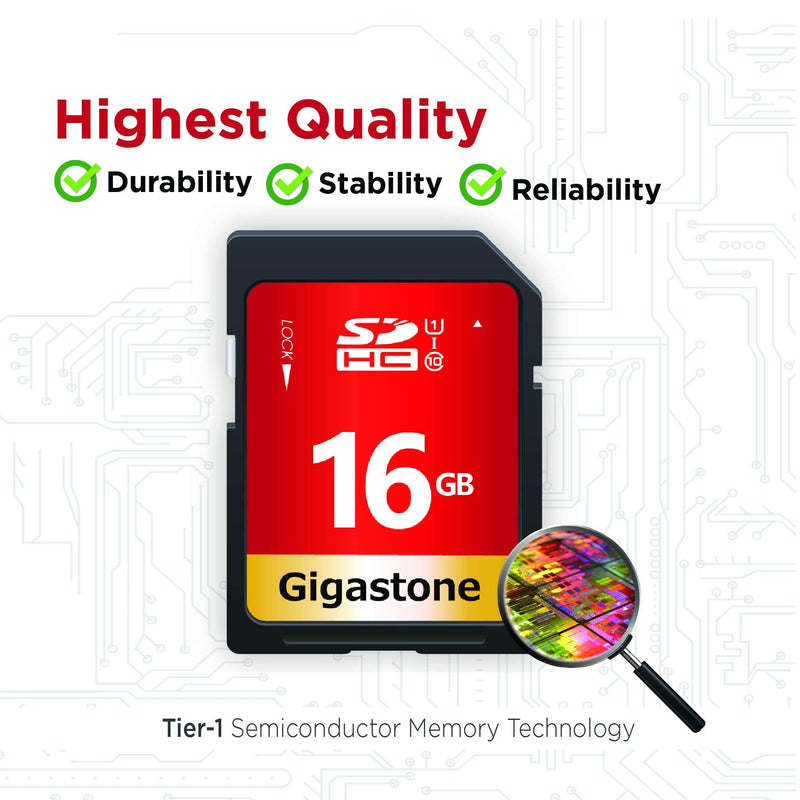 Gigastone 16GB 10-Pack SD Card UHS-I U1 Class 10 SDHC Memory Card High-Speed Full HD Video Canon Nikon Sony Pentax Kodak Olympus Panasonic Digital Camera, with 10 Mini Cases SD 16GB U1 10-Pack
