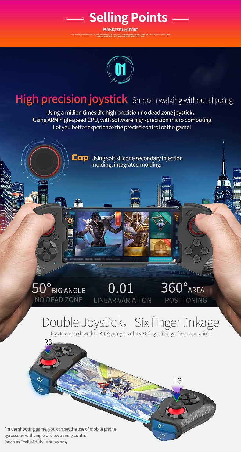 Mobile Wireless game Controller for iPhone 14/14Plus/13 /13Pro /12/12 Pro/11/ 11pro Max Samsung Galaxy 22/22/21/20 One Plus, TCL LG, Tablet,Android smartphone PC （Only the game in MFI）(BLACK) BLACK
