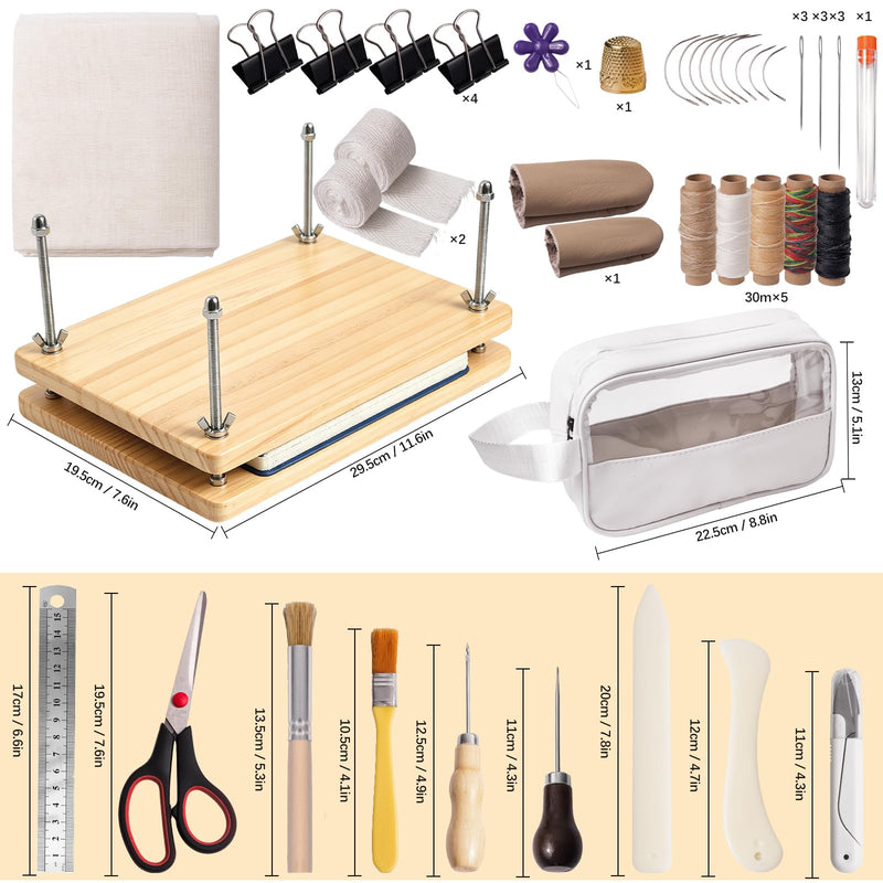 50 Pcs Book Binding Kits for Beginners - Complete DIY Kit with Tools & Instructions, 11.6 x 7.6 Inches