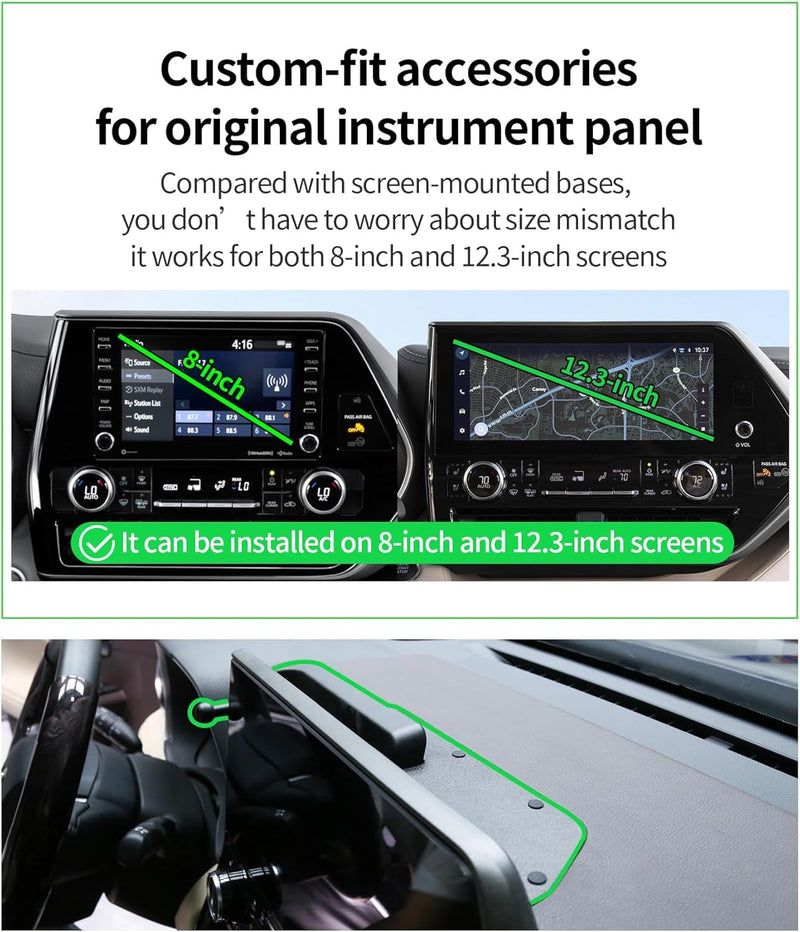 Car Phone Mount for 2020-2026 Toyota Highlander Accessories | MagSafe 15W Fast Wireless Charger Cell Phone Holder, 360° Rotatable 3D Fit Navigation Clip-On Cradle,will Not Block Air Vents fit for 2020-2026 Toyota Highlander