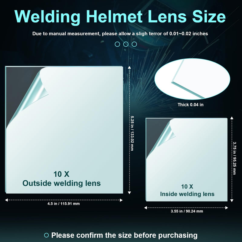 [AUSTRALIA] - 3350 Welding Helmet Lens for Lincoln Electric Viking Welding Hood Cover Clear Lenses - KP3044-1 KP2898-1 (10 PCS Inside + 10 PCS Outside) 