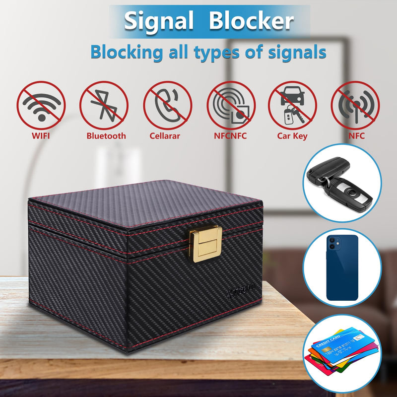 [AUSTRALIA] - TICONN Faraday Box, Car Key Fob Protector, Carbon Fiber Signal Blocker for Keyless Fob, RFID Signal Blocking Pouch Cage Carbon Fiber Texture 