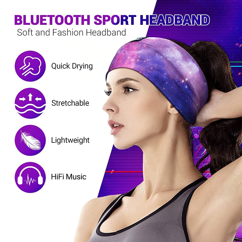 [AUSTRALIA] - LC-dolida Sleep Headphones Bluetooth Headband Sleeping Wireless Headband Headphones with Thin HD Stereo Speakers Perfect for Side Sleepers, Sport, Yoga, Travel Purple Starry 