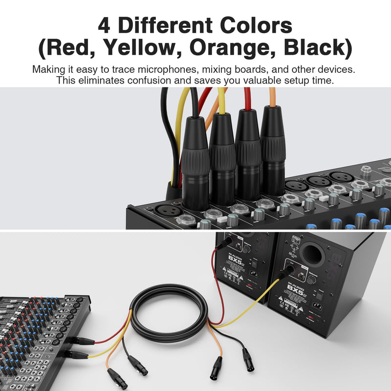 BIFALE 4-Channel XLR Snake Cable - 6.6FT, Male to Female, Balanced Audio for Live & Recording