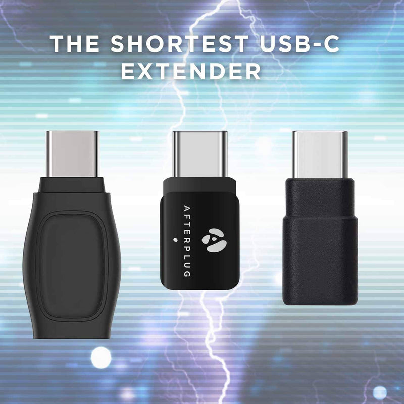 Afterplug USB C Extender Adapter [2 Pack], 10Gbps USB Type C Extension Female to Male for Otterbox Lifeproof case, Thunderbolt 3/4 Compatible for MacBook Pro Air, iPad Pro, Samsung Galaxy, DJI Black