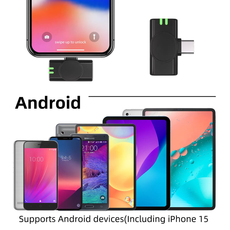 Wireless Lavalier Microphone for iPhone 15 16, iOS and Android Devices,with Noise Cancelling,Wireless Mic for Video Recording Interview Podcast Vlog, Mini Microphone for YouTube Tiktok for Android