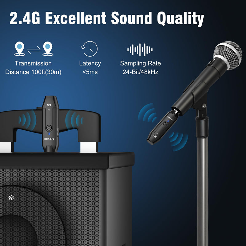 [AUSTRALIA] - 2.4G Wireless Microphone Audio Transmitter and Receiver System Plug-on XLR Mic Adapter 6 Channels for Dynamic Mic, Audio Mixer, PA System, G6 