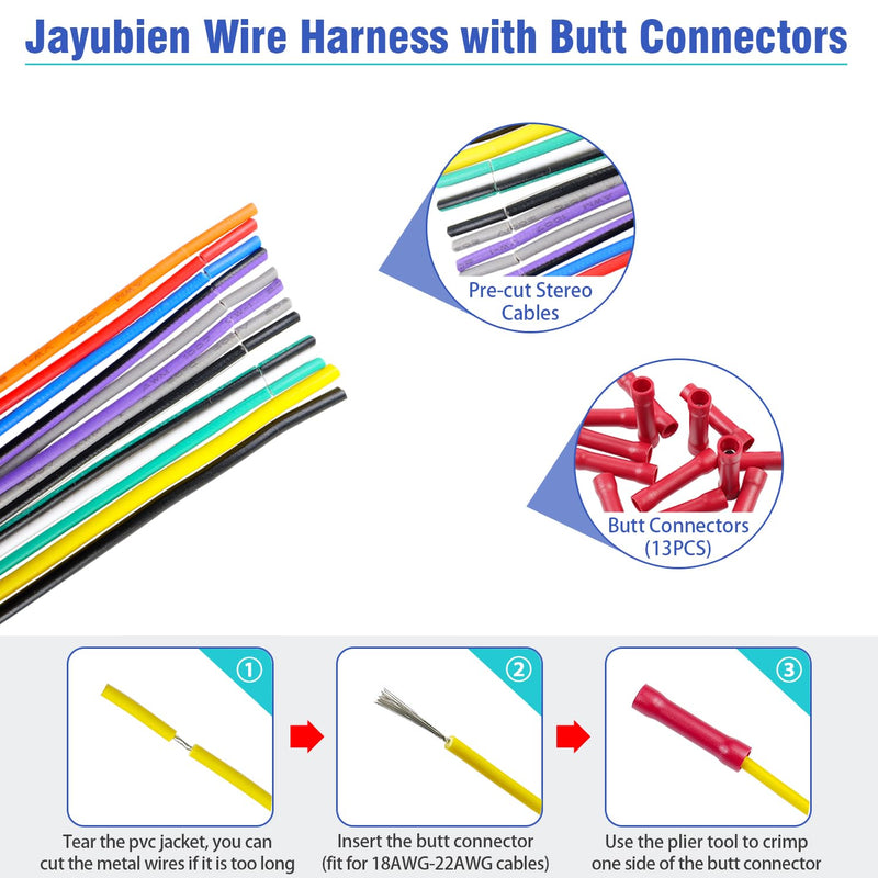 Jayubein 24Pin Radio Wiring Harness Kit Compatible with 12-15 Honda Accord CRV Civic Pilot Fit Odyssey CRZ Ridgeline Insight Car Stereo Connector Antenna Adapter 24P Harness+Antenna for Honda/Acura 12-15