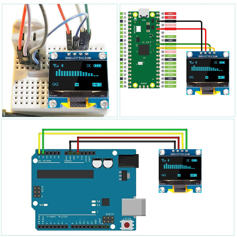 QIQIAZI 0.96 Inch OLED Display I2C Module, 3 Pieces I2C Display Module 128 x 64 Pixel I2C Screen Display Module Compatible with Arduino and Raspberry Pi (Blue)