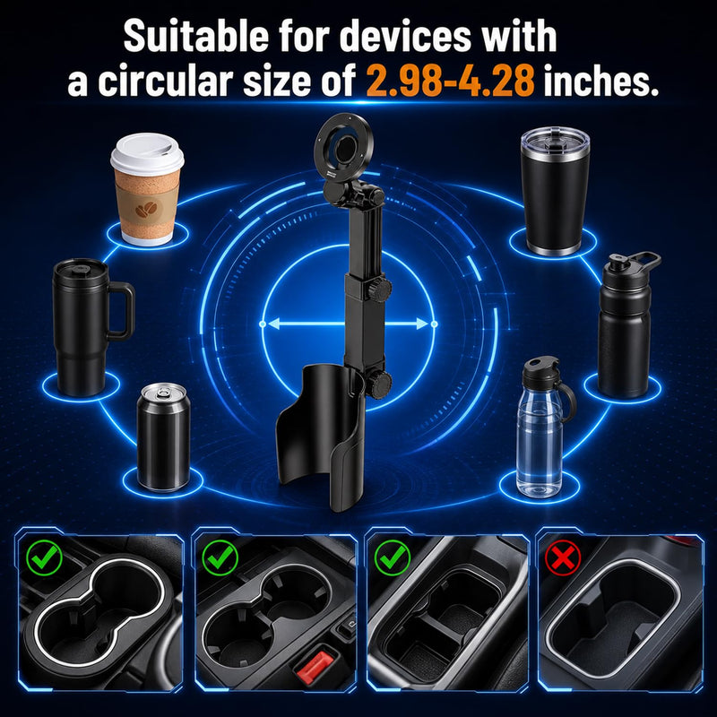 Car Cup Holder Phone Mount,Any car Model 360°Adjustable N52 Magnetic Stand,one-Handed Operation,Suitable for All Smartphones (Black,1Pcs)