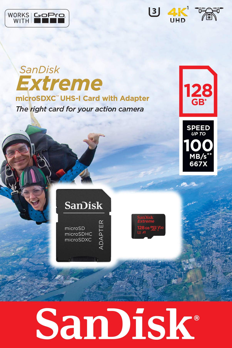 SanDisk Extreme 128GB microSDXC UHS-3 Card - SDSQXAF-128G-GN6MA