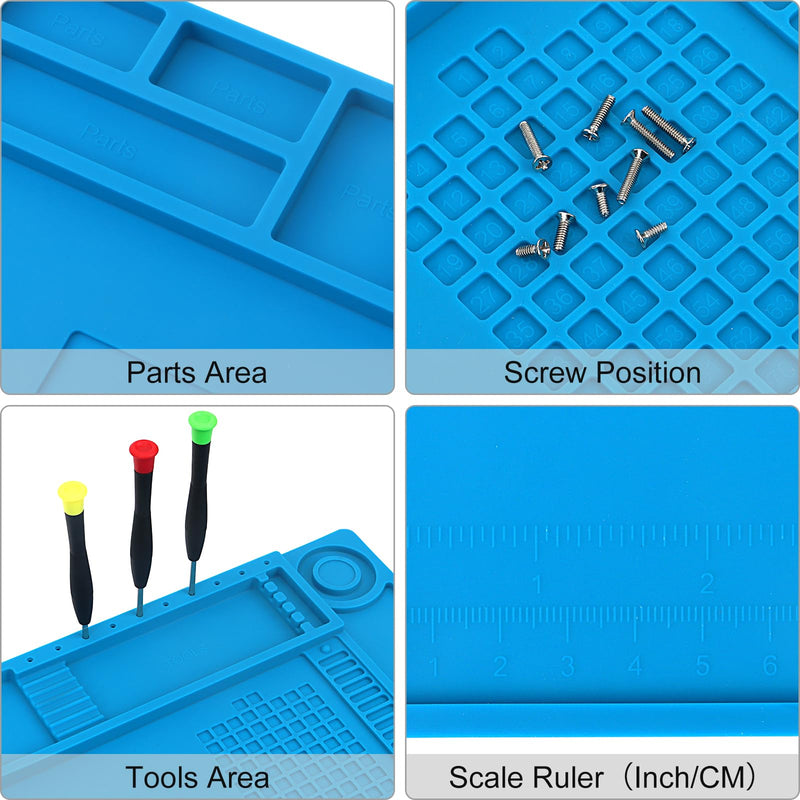 STREBITO Silicone Soldering Mat Electronics Mat, Solder Pad Heat Resistant 932°F, Magnetic Work Mat Silicone Repair Mat for Soldering, Computer, Laptop, Cell Phone, RC, Watch, Gun, Size 17.7" x 11.8" S-450