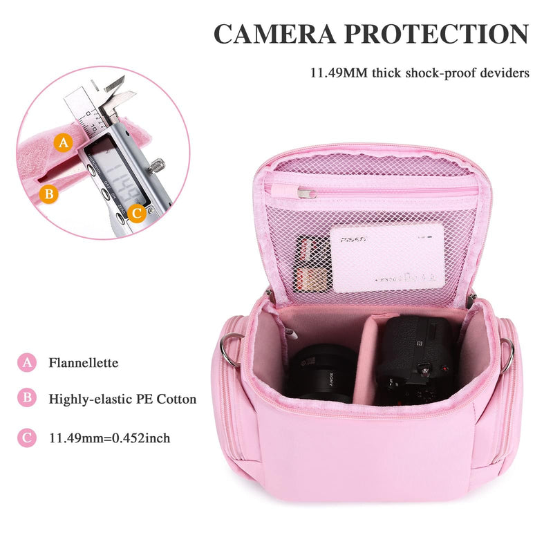 G-raphy Camera Bag SLR DSLR Mirrorless Pink Camera Case Compact Camera Shoulder Bag with Removable Strap Waterproof for Women and Men