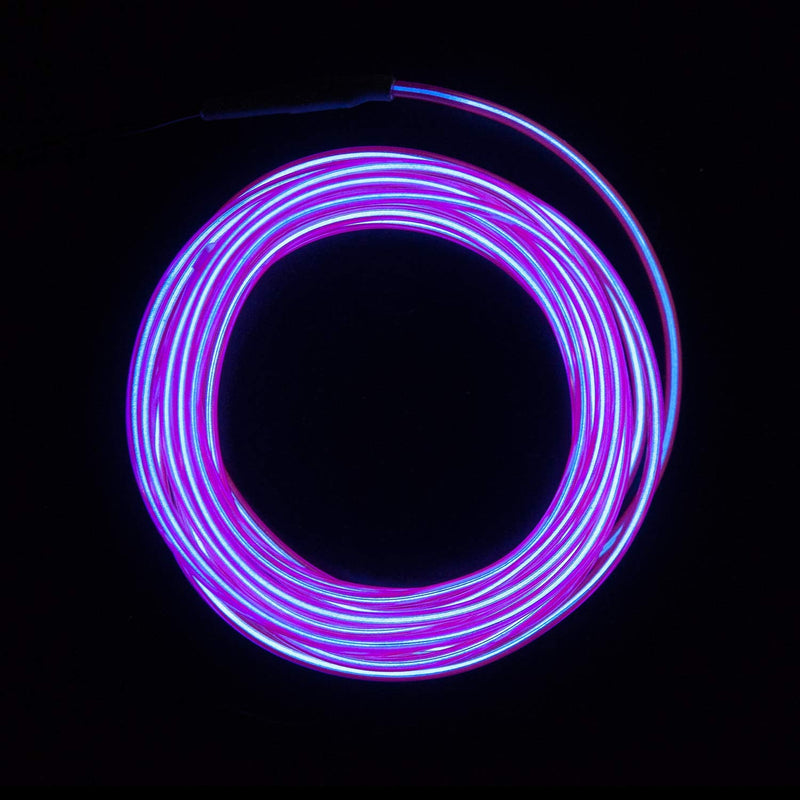 lychee EL Wire Neon Glowing Strobing Electroluminescent Light El Wire w/Battery Pack for Parties, Halloween Decoration (Purple, 9ft) Purple