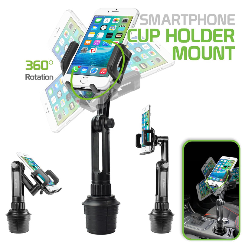 Cellet Car Phone Holder Mount, Car Cup Phone Holder Mount, Compatible with Apple iPhones, Samsung Galaxy Smartphones, Motorola Moto Google Pixel (Fits for Tesla Model 3 Y S X) Extra Long Neck Height - 13 in