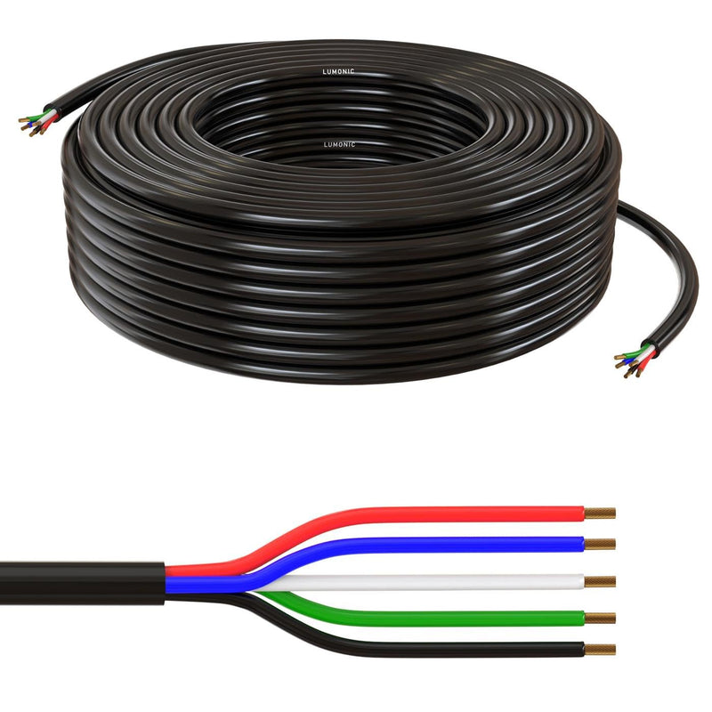 10 m Lumonic 5 x 0.34 mm² LED Control Cable Black 1 m I Sheathed 5-Core Cable Flexible I LiYY Extension, Power Cable, LED Cable, Control Cable 10m / 10 Compteur RGBW (5-wire)