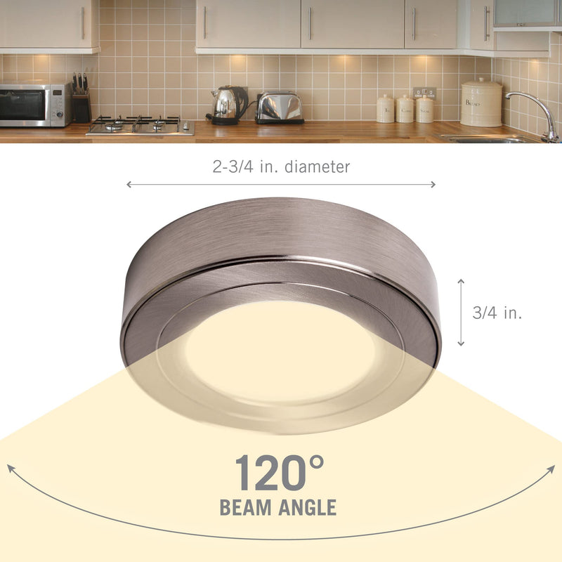 Armacost Lighting 213411 2700K Purevue Dimmable Led Puck Light, Soft White Brushed Steel Soft White (2700K)