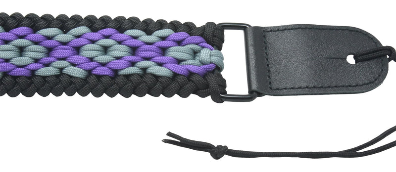 [AUSTRALIA] - Ten Point Gear® 550 Paracord Guitar Strap - Full Grain Leather Ends for Music Playing Comfort, Stability, and Durability. Purple Rain 