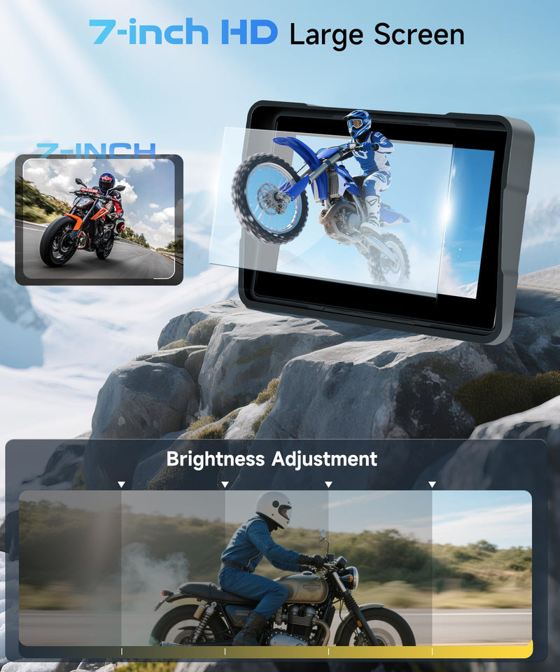 5 Inch Motorcycle Wireless CarPlay GPS Navigation System | Android Auto Portable CarPlay Screen for Motorcycle, Dual Bluetooth, Si-ri, Goo-gle Assistant, IP67 Waterproof Moto Screen