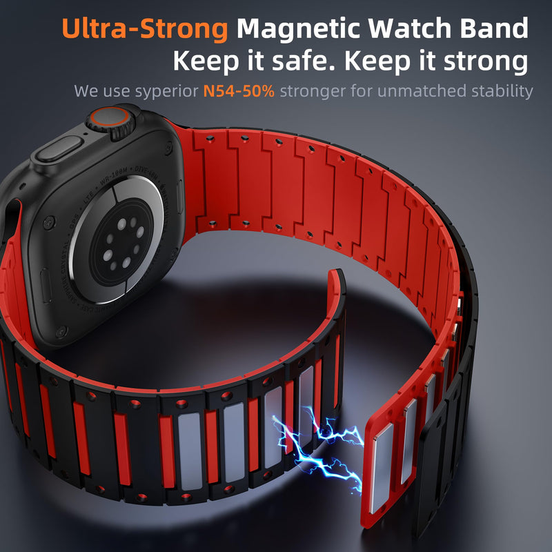 2 Packs Watch Band Compatible with Apple Watch Band 38/40/41/42/44/45/46/49mm, Magnetic Sport Band and Stainless Steel Strap for Women Men
