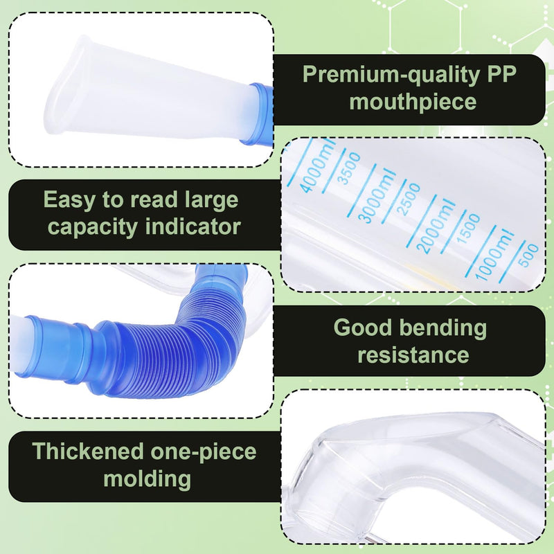 BOXOB Breathing Exercise Device for the Lungs, Measurement of Inhalation Volume 5000 ml Incentive Spirometer Adult with Ball Flow Indicator Lung Capacity Training Device for Inhalation Breathing Lung