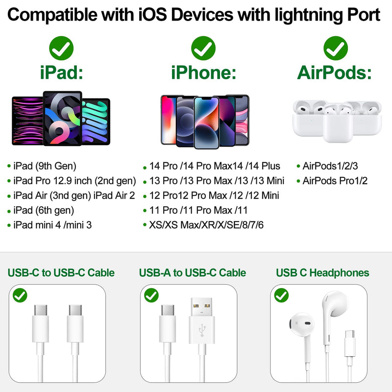 𝟒𝐏𝐚𝐜𝐤 𝐔𝐩𝐠𝐫𝐚𝐝𝐞𝐝 USB C to Lightning Adapter,Support Audio/OTG,Fast Charging&Data Transfer for iPhone 14 13 12 Pro Max/iPad Air/Airpods,Nintendo Switch,Headphones,iOS,iPhone 14 Accessories