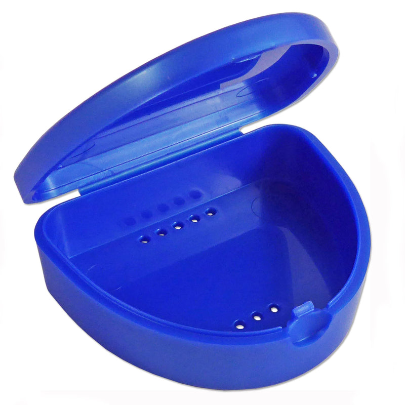 2 x Slim Orthodontic Case - Box for Braces, Whitening Splints, Dentures & More (Blue & White), blue/white, plain