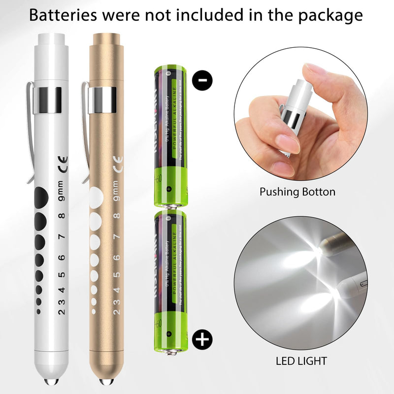 [AUSTRALIA] - RISEMART Pupil Light, Diagnostic Light, Nurse Emergency Service Accessories with Pupil Meter and Ruler (Gold and White) Gold and White 