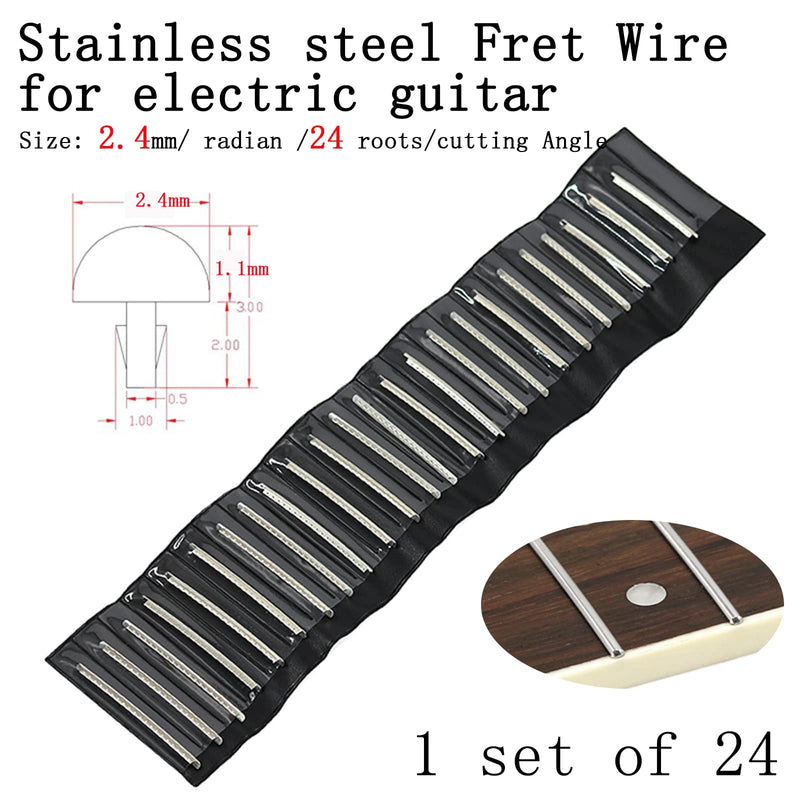Guitar Fret Wires High Strength Stainless Steel Fret Wire Set Guitar Parts Accessory Replacement, for Electric Guitar, Ready to Use after installation(Stainless Steel 2.4mm Round 24PCS) Stainless Steel 2.4mm Round 24PCS