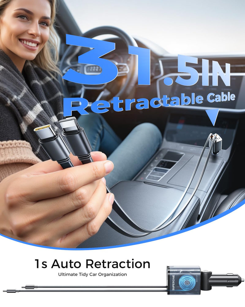 Smaller 4 in 1 Retractable Car Charger & SUPERONE Retractable Car Charger