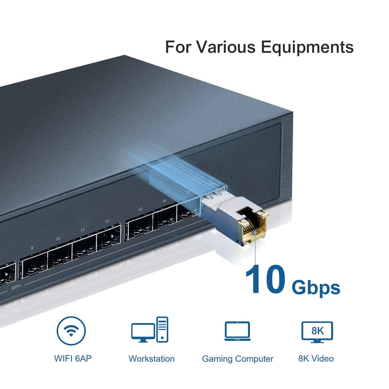 1.25/2.5/5/10G-T SFP+ to RJ45 Transceiver, SFP+ Copper Ethernet CAT.6a Module, for Cisco SFP-10G-T-S, MikroTik S+RJ10, Ubiquiti UF-RJ45-10G, Netgear AXM765, TP-Link, Fortinet, 30m,1 PCS 1.25/2.5/5/10GBase-T: 30m x1