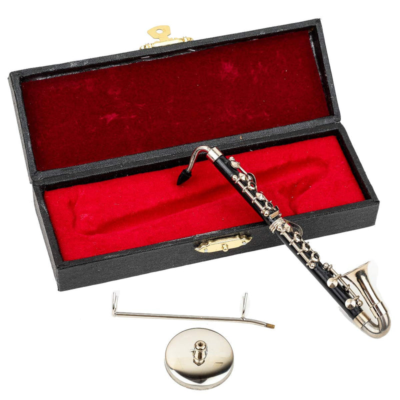 Dselvgvu Miniature Bass Clarinet with Stand and Case Mini Musical Instrument Mini Bass Clarinet Miniature Dollhouse Model Christmas Ornament (5.12") 5.12"
