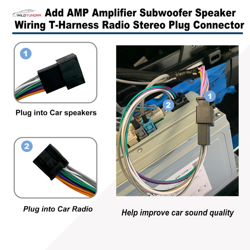 Add AMP Amplifier Subwoofer Speaker Wiring compatible with Toyota 2018-2022(Non-JBL) Radio Stereo T-Harness Subwoofer Amplifier Install Cable Adapter Camry RAV4 Tacoma Corolla Improve Car Sound Toyota,10-pin Male and Female Connectors