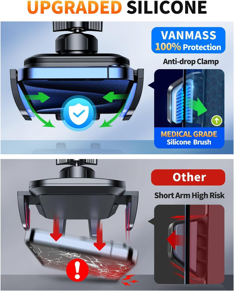VANMASS 2026 Car Phone Holder【Military-Grade Strongest 90+LBS Suction】 | Phone Holder for Your Car Dashboard Windshield Vent Cell Phone Mount Truck Stand Cradle for iPhone 17 Pro Max 16 15 Android Black