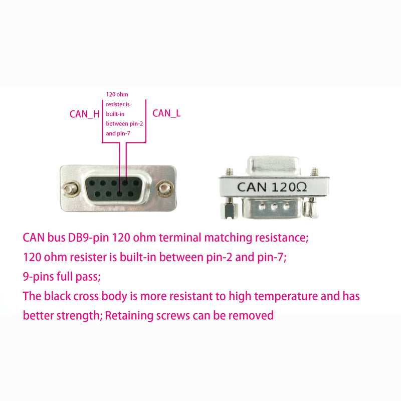 BUELEC CAN DB9 120ohm,CAN Bus Terminal Resistance,DB9 Female to Male Connector with Accuracy of one Thousandth 120 Ohm Resistance,high-Precision up to one Thousandth (CANDB9120ohm5PCS)