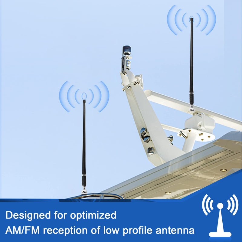 Anina 16 Inch Marine Radio Antenna for Pickup Truck Boat ATV UTV RV Motorcycle Tractor Top/Side Mount Rubber Duck Flexible Antenna Aerial Mast Optimized Radio FM/AM Reception (Black) Black