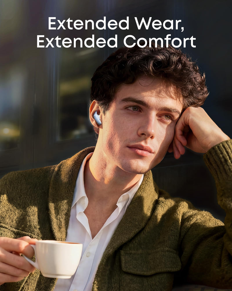 Soundcore Liberty Buds by Anker Wireless Earbuds with Adaptive ANC | Semi-in-ear design with removable ear fins, fast charging, translation support, and up to 30 hours of playtime. Light Blue