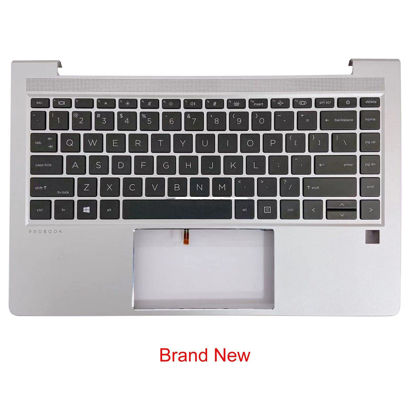 Replacement Laptop Upper Case Palmrest Backlit Keyboard Touchpad Assembly Part for HP ProBook 440 G8 445 G8 PB 440 445 G8 M23769-001 Silver