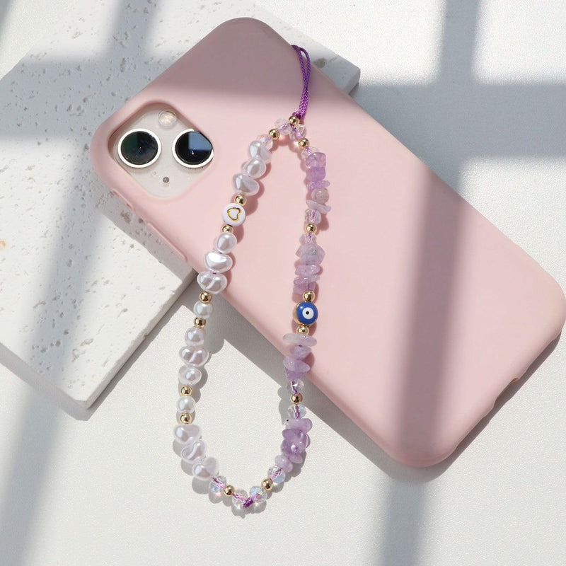 Evil Eye Phone Charm Strap Cell Phone Lanyard Phone Charms Strap Beaded Phone Charms Evil Eye Phone Lanyard Crystal Phone Strap Evil Eye Phone Chain Preppy Phone Charm Kawaii Phone Keychain Violet