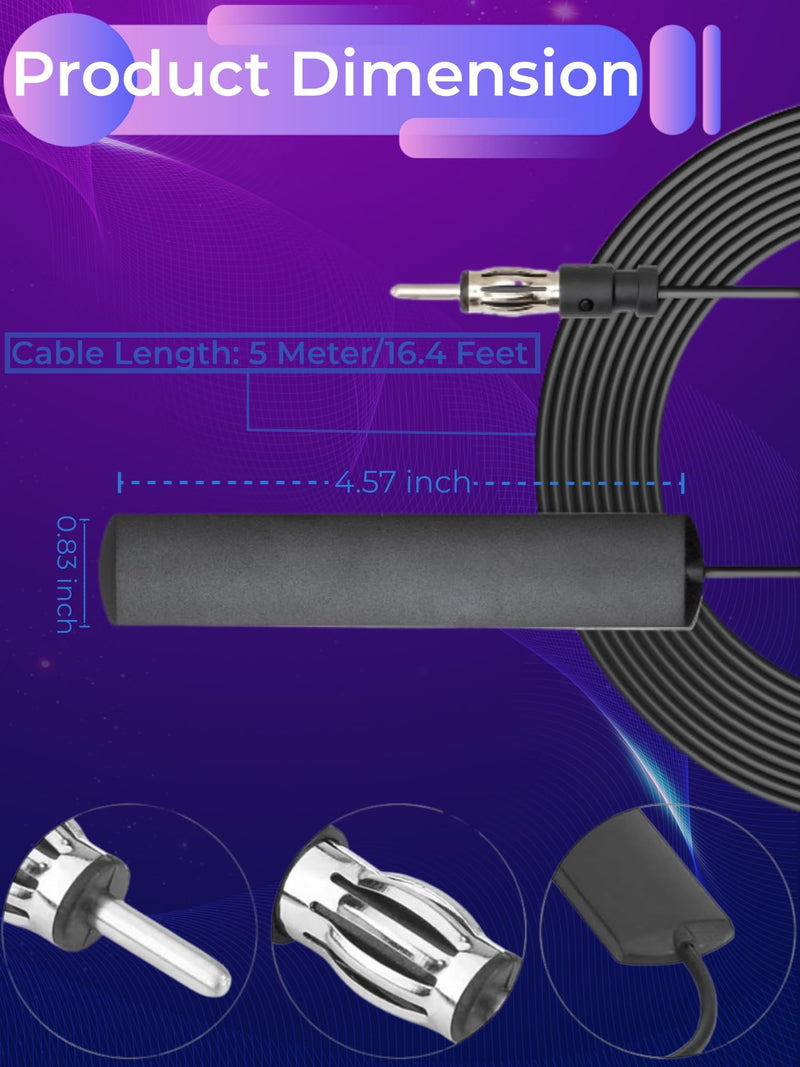 [AUSTRALIA] - Universal Car Radio Antenna Car Stereo FM AM Hidden Adhesive Mount Patch Antenna Car Radio Media Receiver Player Amplifier Antenna Connector for Vehicle Truck SUV Car 