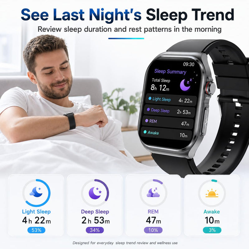 Advanced Smart Watch for Men Women - 2.04" HD Health Smart Watches with Answer/Make Call, 24H Heart Rate Monitor Smartwatch for iOS/Android Black