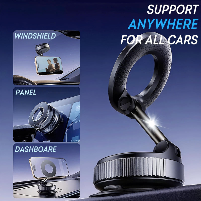 360° Adjustable Phone Mount,Vacuum Magnetic Phone Holders for Your Car,Suction Cup Phone Mount with Washable Nano Gel,Phone Holder for Cars/Gyms/Mirrors/Smooth Surface (Black)