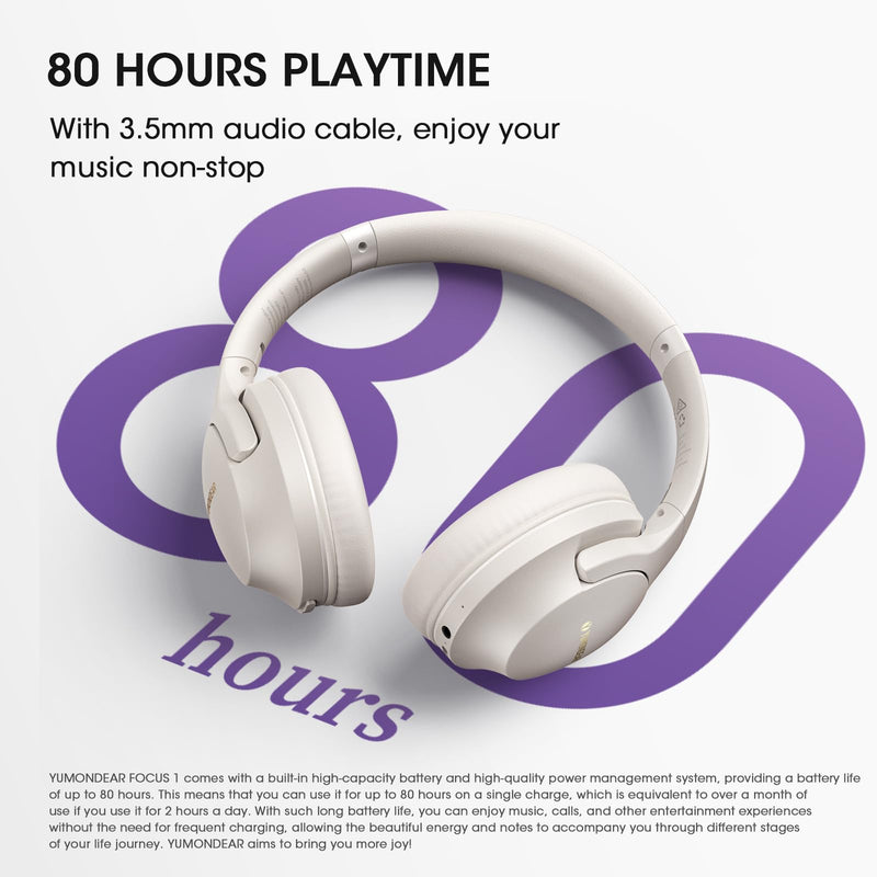 Bluetooth Headphones, 80H Playtime Headphones Wireless Bluetooth with 3 EQ Modes, Over Ear Headphones with Microphone, HiFi Stereo Sound, Foldable Headphones for PC Phone TV (Light Gray) Light Gray