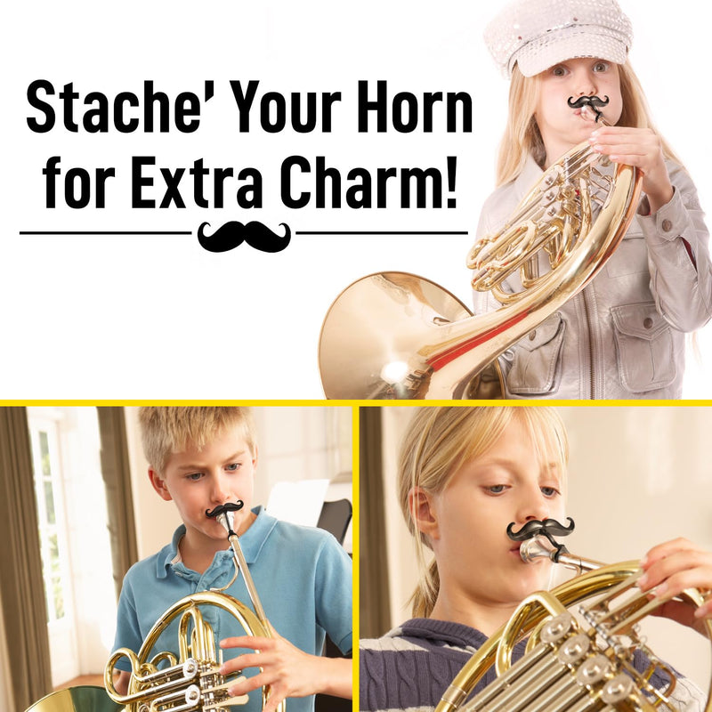 [2 Pack] Clip-On Mustache For French Horns - Includes Protective Case - Made To Fit All French Horn Mouthpieces - Perfect Accessory For Young Musicians