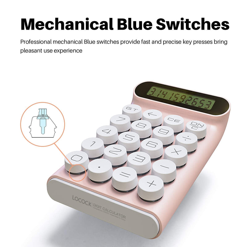Mechanical Switch Calculator,Handheld for Daily and Basic Office,10 Digit Large LCD Display (Pink) Pink
