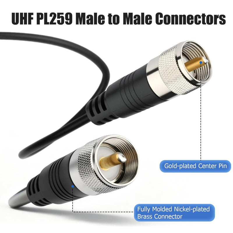 [AUSTRALIA] - CB Coax Cable, 20ft RG8x Coaxial Cable UHF Male to Male Low Loss, 50 Ohm for HAM Radio Antenna 20 ft 