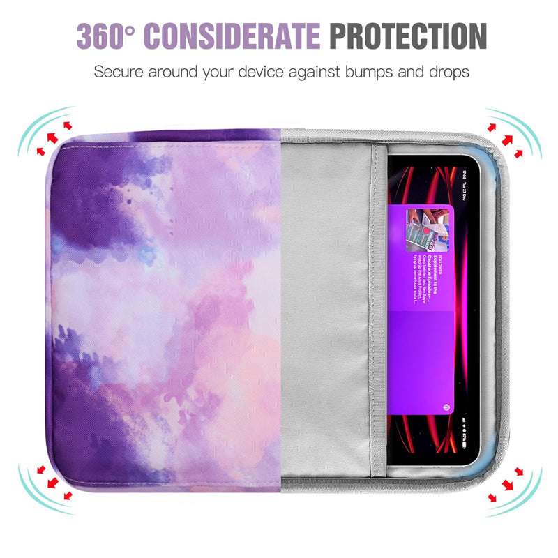 TiMOVO Tablet Case with Shoulder Strap Compatible with iPad, iPad Air, iPad Pro, Galaxy Tab S9 2023, Galaxy Tab A8 10.5 9-11 Watercolor Purple