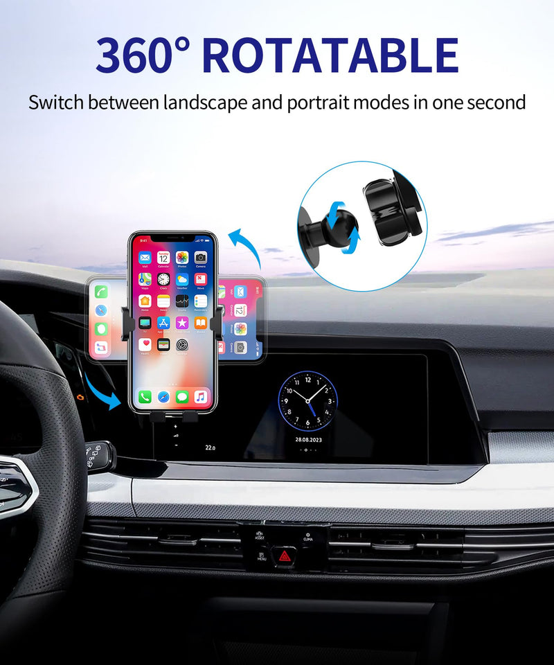 Auto Clamp Car Phone Holder for Volkswagen Golf/GTI/Golf R 2022-2024 | 8/10" Screen Universal Mechanical Clip Cell phone Mount Accessories Fit iPhone Android, Automobile GPS Dashboard Cradle For 2022-2024 Golf/Golf GTI/Golf R