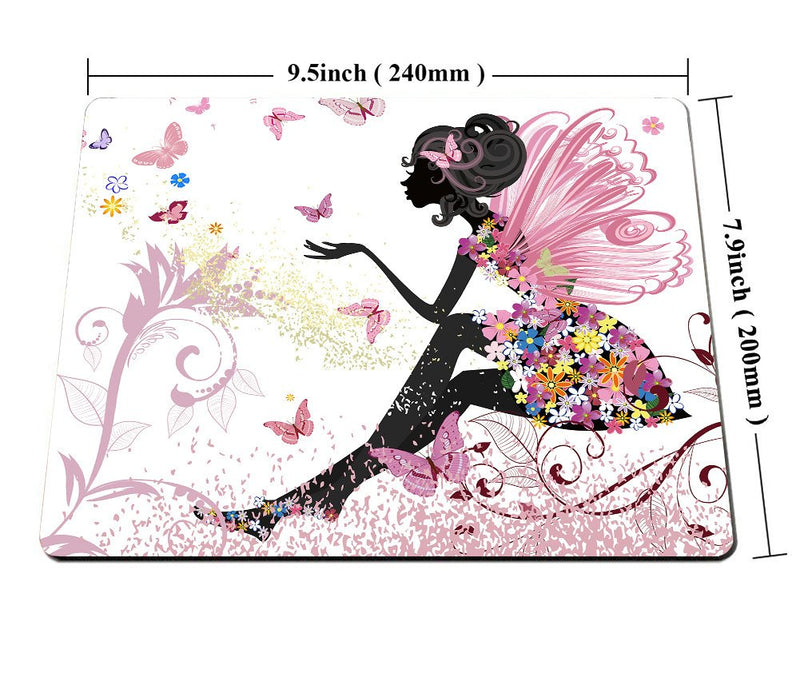 Smooffly Butterfly Girl Mouse Pad,Pink Butterfly Beautiful Girl Non-Slip Rubber Mouse pad Gaming Mouse Pad SM-11